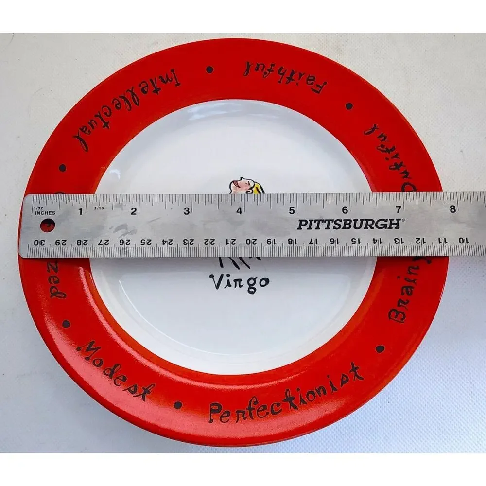 Pottery Barn Virgo Zodiac Salad Dessert Plate Red Rim What's Your Sign? 8